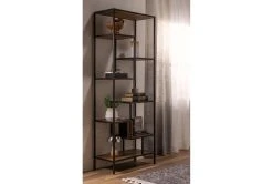 Austin 83" Bookcase -Living Spaces Store 209190 brown metal room divider room 45