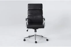 Moby Black Faux Leather High Back Rolling Office Chair
