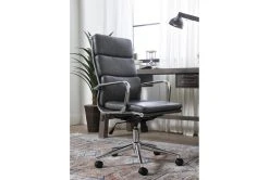 Moby Grey Faux Leather High Back Rolling Office Chair -Living Spaces Store 223560 grey multi media office chair room 32