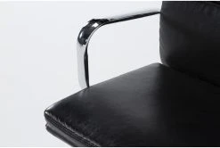 Moby Black Faux Leather Low Back Rolling Office Chair -Living Spaces Store 223564 black faux leather office chair detail 44