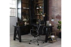 Moby Black Faux Leather Low Back Rolling Office Chair -Living Spaces Store 223564 black faux leather office chair room 46