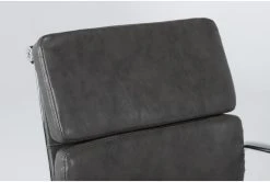 Moby Grey Faux Leather Low Back Rolling Office Chair -Living Spaces Store 223566 grey faux leather office chair detail 44