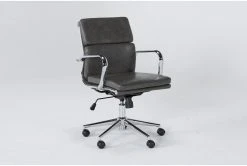 Living Spaces Store -Living Spaces Store 223566 grey faux leather office chair side 18
