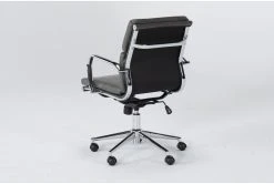 Moby Grey Faux Leather Low Back Rolling Office Chair -Living Spaces Store 223566 grey faux leather office chair side 19