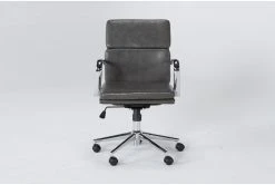 Moby Grey Faux Leather Low Back Rolling Office Chair