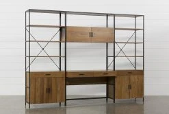 Hollis 3 Piece 115" Desk With Wide Cabinet Piers