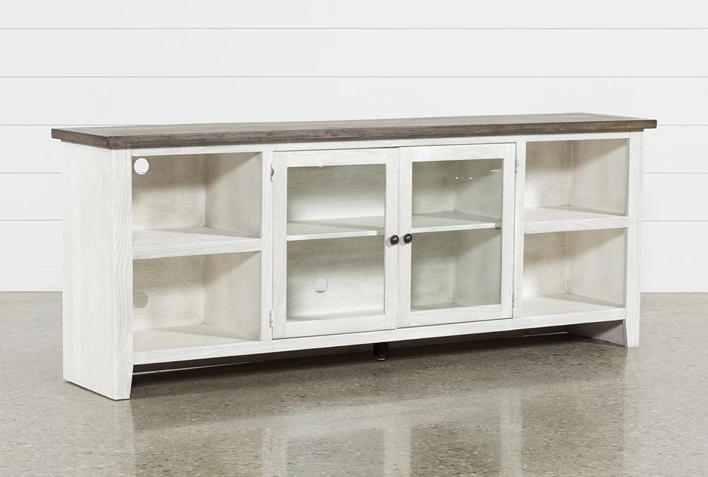 Dixon White 84" TV Stand With Glass Doors 3 Dixon White 84" TV Stand With Glass Doors