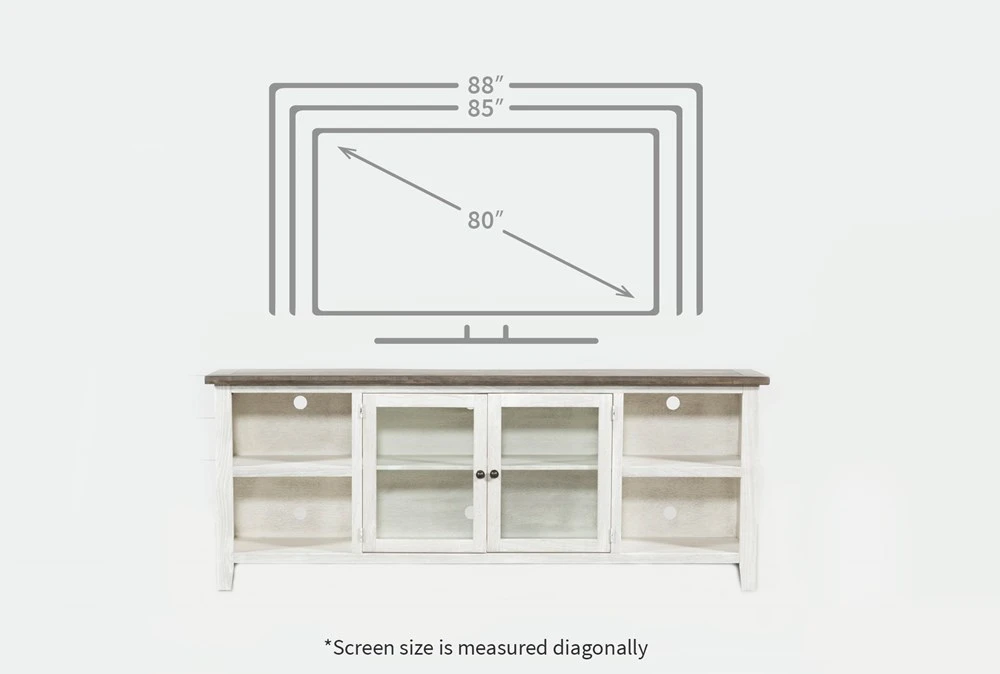 Dixon White 84" TV Stand With Glass Doors 4 Dixon White 84" TV Stand With Glass Doors - Image 2