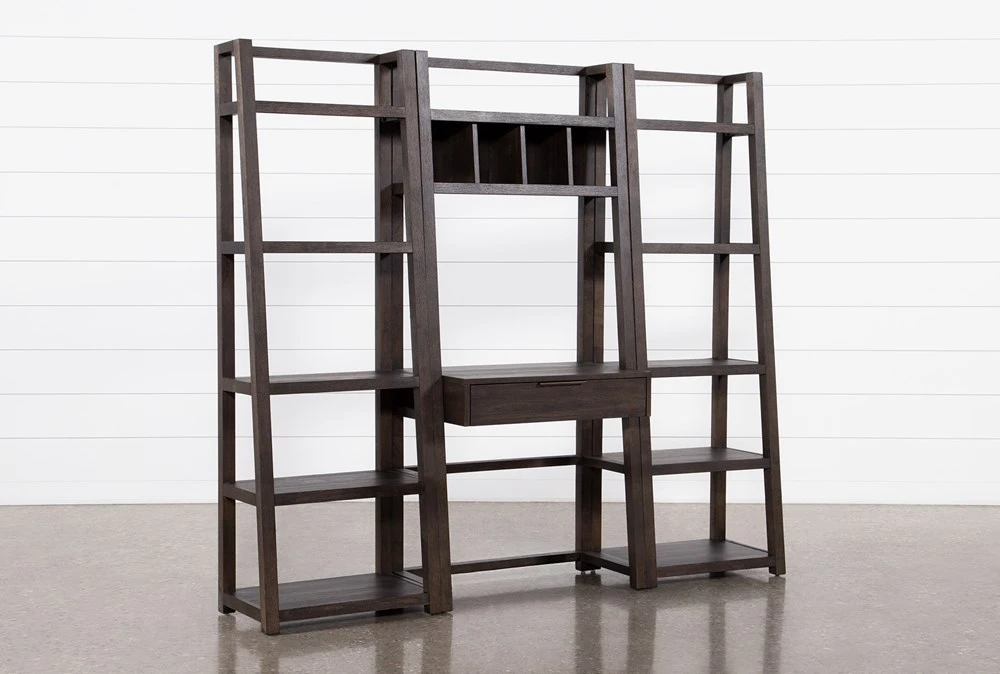 Pierce Espresso 3 Piece Wall 80" Desk 3 Pierce Espresso 3 Piece Wall 80" Desk