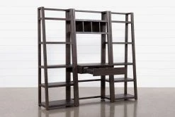 Pierce Espresso 3 Piece Wall 80" Desk 8 Pierce Espresso 3 Piece Wall 80" Desk -Living Spaces Store 251079 black wood bookcase storage 03