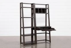 Pierce Espresso 2 Piece Wall 56" Desk -Living Spaces Store 251080 black wood bookcase feature 04