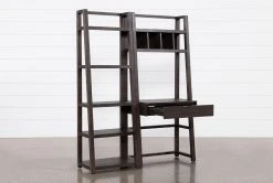 Pierce Espresso 2 Piece Wall 56" Desk -Living Spaces Store 251080 black wood bookcase storage 03