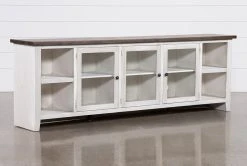 Dixon White 97" Tv Stand With Glass Doors