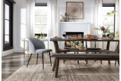 Duffy Grey Dining Side Chair -Living Spaces Store 256193 grey fabric dining chair room 48