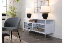 Duffy Grey Dining Side Chair -Living Spaces Store 256193 grey fabric dining chair room 53