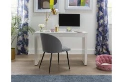 Duffy Grey Dining Side Chair -Living Spaces Store 256193 grey fabric dining chair room 55