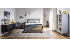 Duffy Grey Dining Side Chair -Living Spaces Store 256193 grey fabric dining chair room 59