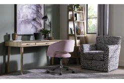 Phoebe Blush Velvet Rolling Office Chair -Living Spaces Store 256361 pink fabric office chair room 42