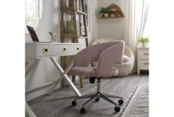 Phoebe Blush Velvet Rolling Office Chair -Living Spaces Store 256361 pink fabric office chair room 44