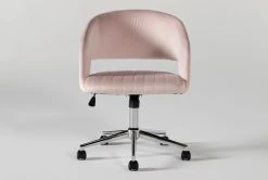 Phoebe Blush Velvet Rolling Office Chair