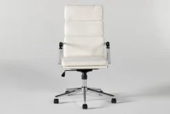 Moby White Faux Leather High Back Rolling Office Chair