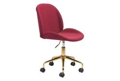 Red Velvet And Gold Desk Chair -Living Spaces Store 269502 red metal office chair detail 05