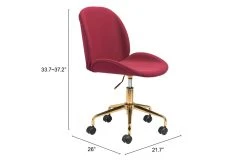 Red Velvet And Gold Desk Chair -Living Spaces Store 269502 red metal office chair detail 49