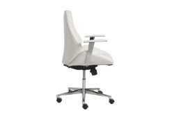 Viborg White Faux Leather And Chrome Low Back Desk Chair -Living Spaces Store 271903 white leather office chair detail 45