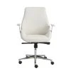 Viborg White Faux Leather And Chrome Low Back Desk Chair -Living Spaces Store 271903 white leather office chair signature 01
