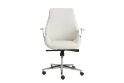 Viborg White Faux Leather And Chrome Low Back Desk Chair