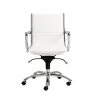 Copenhagen White Faux And Leather And Chrome Low Back Desk Chair -Living Spaces Store 271919 white leather office chair signature 01