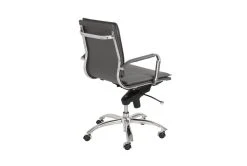 Skagen Grey Faux Leather And Chrome Low Back Desk Chair -Living Spaces Store 271924 grey leather office chair detail 46