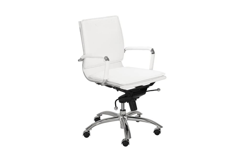 Skagen White Faux Leather And Chrome Low Back Desk Chair 4 Skagen White Faux Leather And Chrome Low Back Desk Chair - Image 2