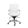 Skagen White Faux Leather And Chrome Low Back Desk Chair -Living Spaces Store 271925 white leather office chair signature 01
