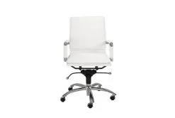 Skagen White Faux Leather And Chrome Low Back Desk Chair