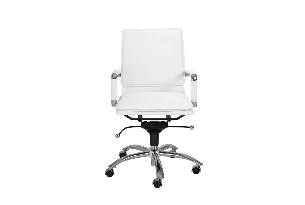 Skagen White Faux Leather And Chrome Low Back Desk Chair 3 Skagen White Faux Leather And Chrome Low Back Desk Chair