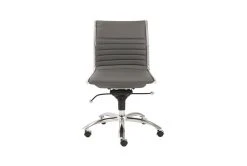 Copenhagen Grey Faux Leather And Chrome Low Back Armless Desk Chair