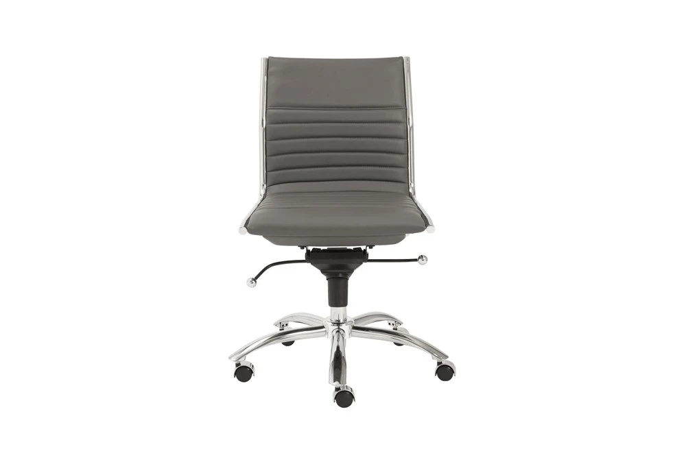 Copenhagen Grey Faux Leather And Chrome Low Back Armless Desk Chair 3 Copenhagen Grey Faux Leather And Chrome Low Back Armless Desk Chair
