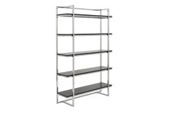 Carlsbad Black And Chrome 62" Bookcase -Living Spaces Store 272013 black wood bookcase detail 47