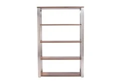 Del Mar Walnut And Brushed Stainless Steel 61" Bookcase