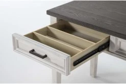 Aberdeen 4 Piece Modular L-Shaped Desk With Hutch -Living Spaces Store 277148 white wood desk and hutch set detail 48