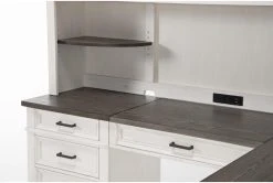 Aberdeen 4 Piece Modular L-Shaped Desk With Hutch -Living Spaces Store 277148 white wood desk and hutch set side 20