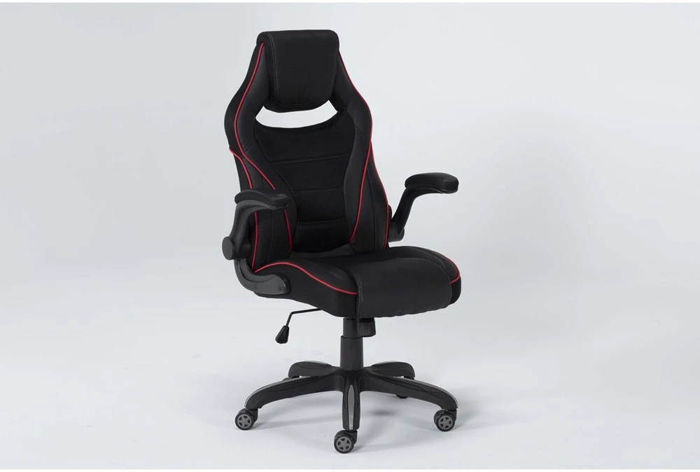 Theory Black Gaming Chair With Red Trim 4 Theory Black Gaming Chair With Red Trim - Image 2