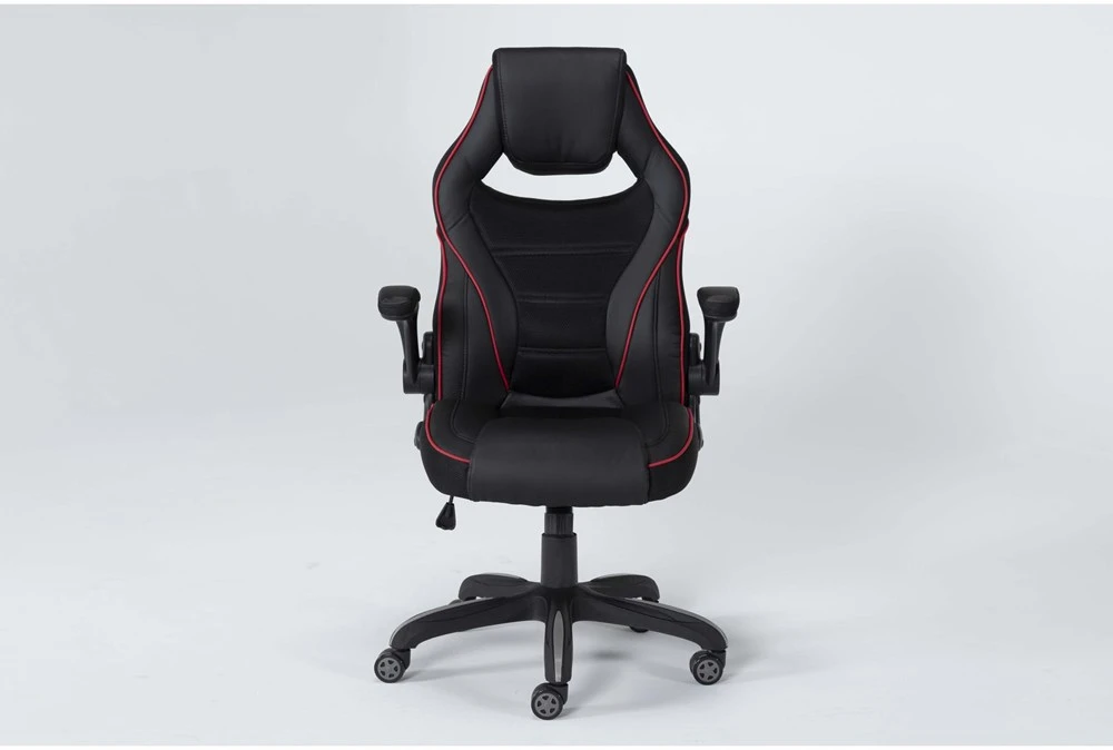 Theory Black Gaming Chair With Red Trim 3 Theory Black Gaming Chair With Red Trim