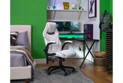 Theory White Gaming Chair With Black Trim -Living Spaces Store 279995 white polyurethane gaming chair room 49