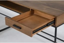 3 Piece Hollis L-Shaped Desk -Living Spaces Store 281366 brown wood corner desk detail 44