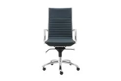 Copenhagen Blue Faux Leather And Chrome High Back Desk Chair