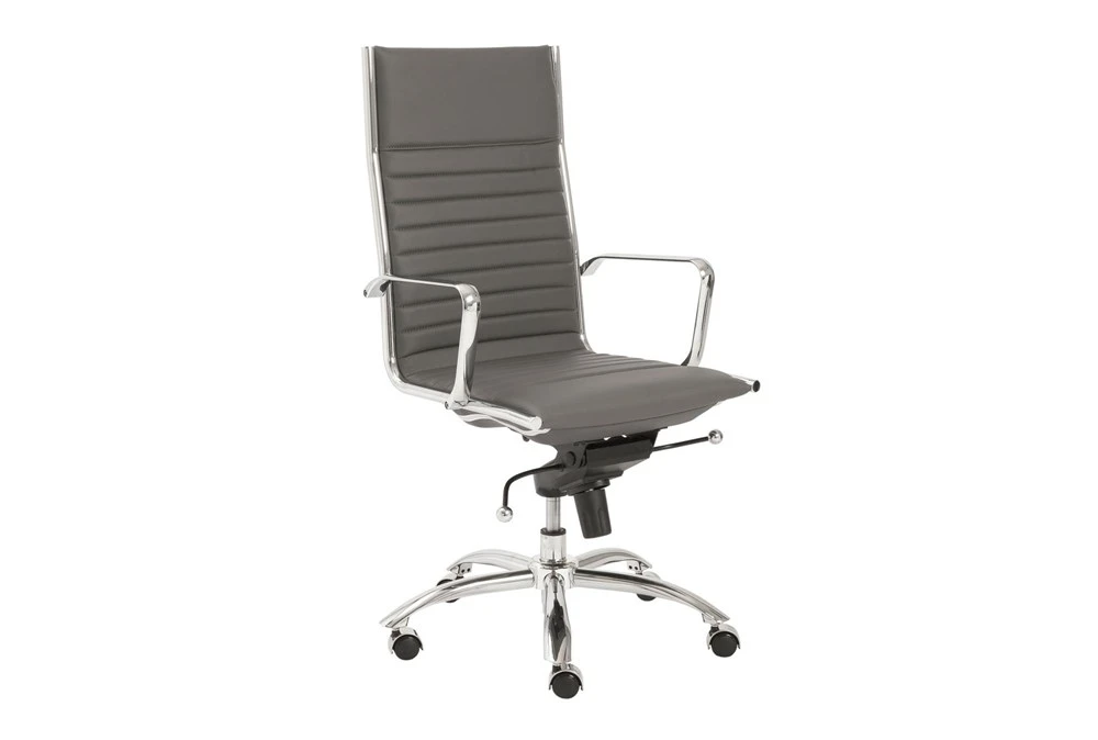 Copenhagen Grey Faux Leather And Chrome High Back Desk Chair 4 Copenhagen Grey Faux Leather And Chrome High Back Desk Chair - Image 2