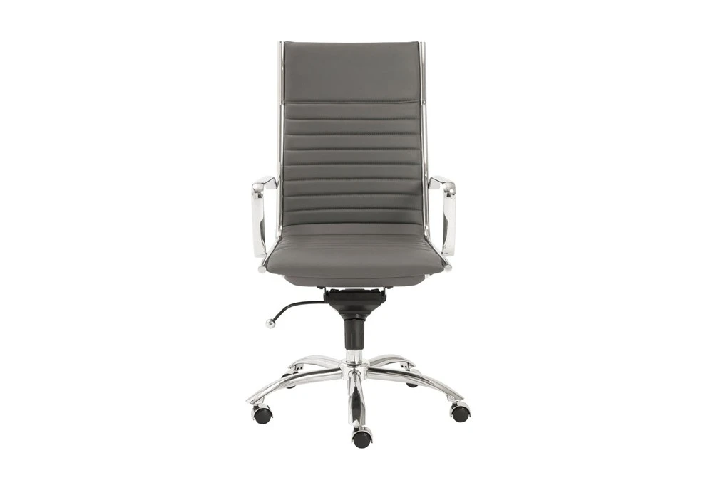 Copenhagen Grey Faux Leather And Chrome High Back Desk Chair 3 Copenhagen Grey Faux Leather And Chrome High Back Desk Chair