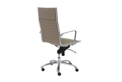 Copenhagen Taupe Faux Leather And Chrome High Back Desk Chair -Living Spaces Store 282823 grey leather office chair detail 46